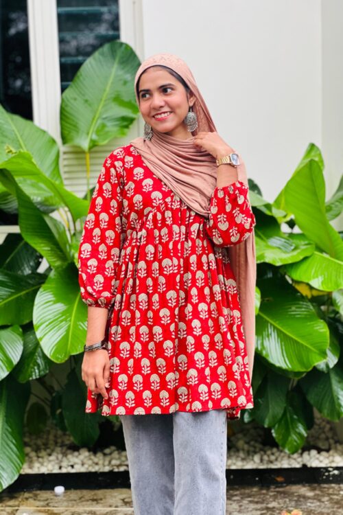 Red cotton short kurti